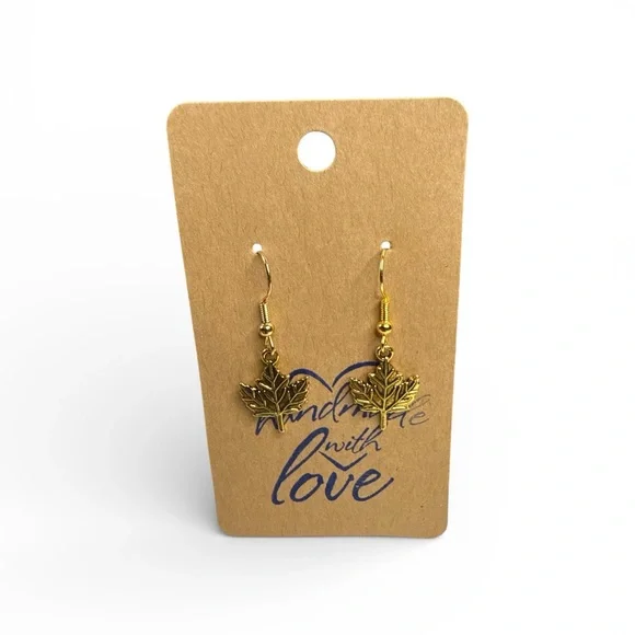 Gold Leaf Earrings - Picture 2 of 2